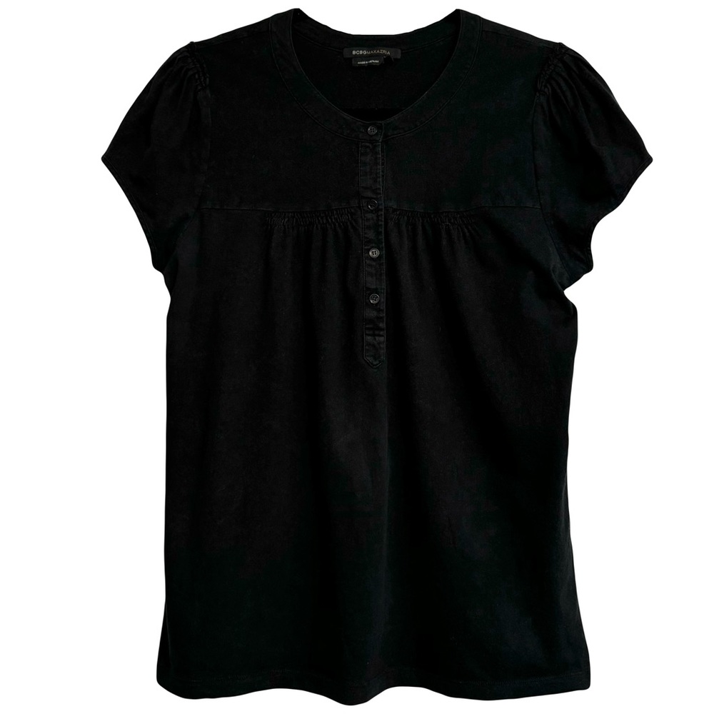 BCBG Black cap sleeve Henley t-shirt
